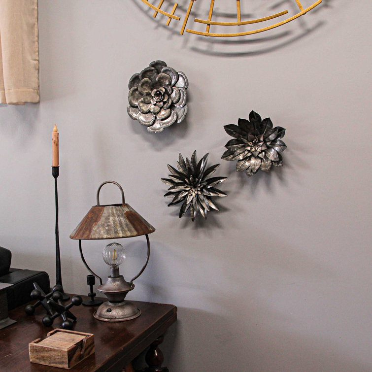 Dakota Fields 3 Piece Galvanized Metal Flower Wall Décor Set Wayfair